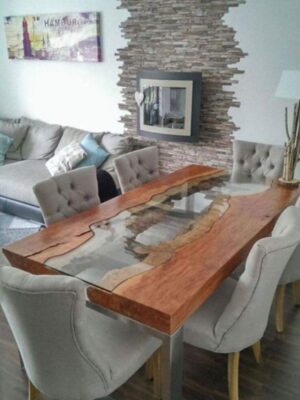 6 Seater Live Edge Table With Glass Top