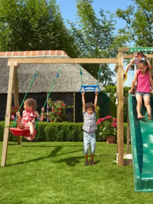 Jungle Tower Wooden climbing frame with double swing