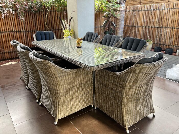 Liverpool 9 Piece Wicker Outdoor Dining Setting Rectangle