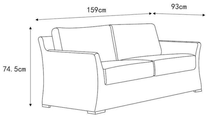 Savannah Outdoor 2 Seater Sythetic Cane Sofa Dimensions