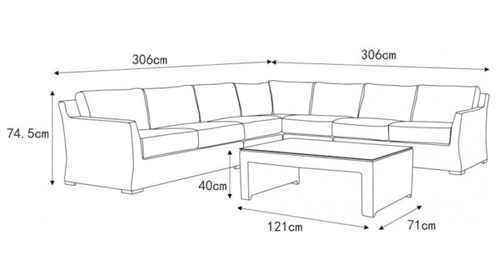 Savannah Outdoor large Sythetic Cane 3 3 corner lounge Dimensions 1