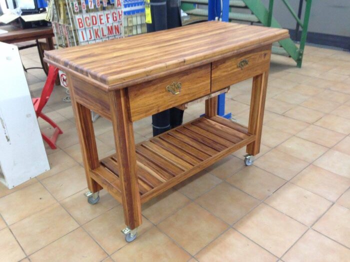 Teak Butchers Block Trolley