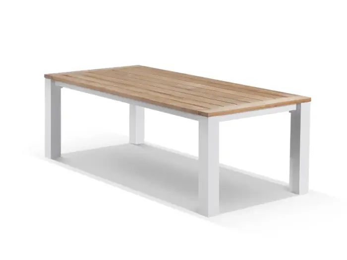 outdoor teak dining table corfu white 1