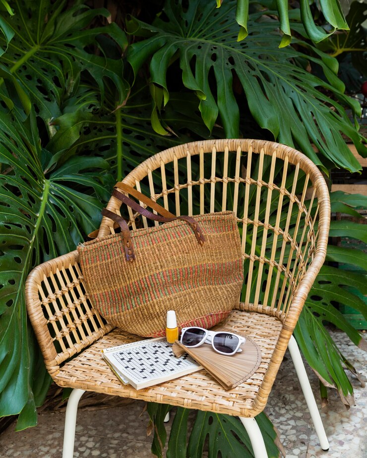 straw chair travel items arrangement 23 2148922391