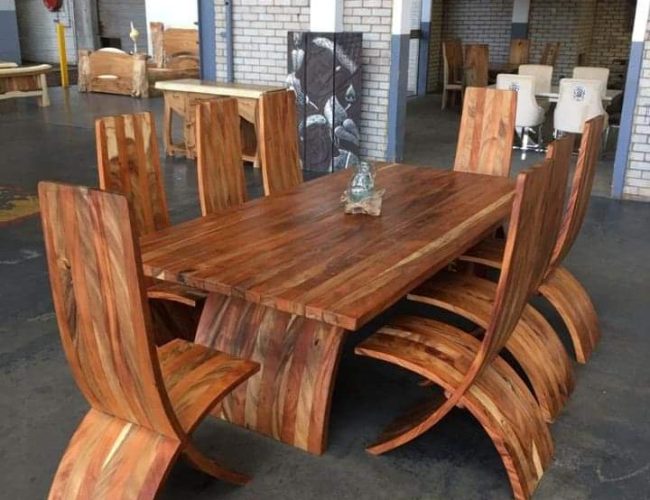 8 Seater Live Edge Dining Table Set With Chairs