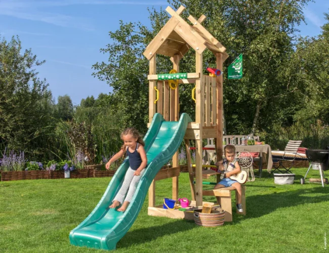 Jungle Totem Wooden climbing frame with slide picnic table