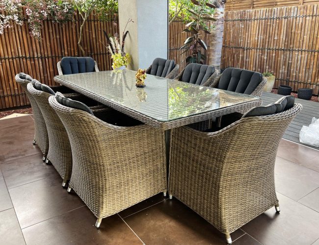 Liverpool 9 Piece Wicker Outdoor Dining Setting Rectangle